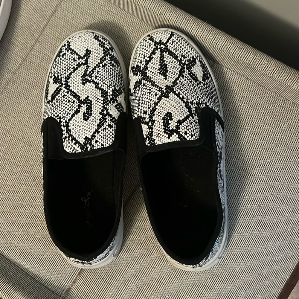 Snake skin slip on sneakers